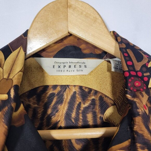 Vintage Compagnie Internationale Express Women's 100% Silk Baroque Top Size XS - Picture 9 of 16